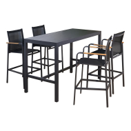 Hoge Dining Set San Jose - Tafel en 4 Tuinstoelen - Aluminium - Zwart - Aantal zitplaatsen 4 - Materiaal Aluminium - Kleur Antraciet