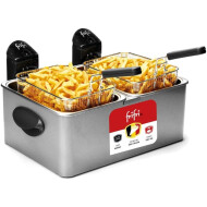 FriFri Dubbele Friteuse FR1968 - 2x3,5L - 3200W - Grijs - Soort friteuse Dubbele frituurpan - Inhoud 7 L