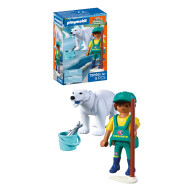 Playmobil Animals & Friends Dierentuin: Ijsbeer en Dierenverzorger - 72090 - Merk Playmobil - Collectie Animals & Friends - Leeftijd vanaf 4 jaar
