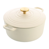 BK Bourgogne Braadpan - Inductie - Ø24cm - 4,2L - Gietijzer - Cream Wit - Merk BK - Geschikt voor Halogeen,Oven,Keramisch,Inductie,Electrisch,Gas