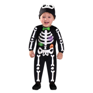 Kinderkostuum Mini Bones - 1-2 Jaar - Zwart/Wit - Leeftijd 12 t/m 24 maanden - Maat 86/92 - Geslacht Unisex