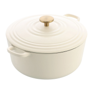 BK Bourgogne Braadpan - Inductie - Ø28cm - 6,7L - Gietijzer - Cream Wit - Merk BK - Geschikt voor Inductie,Gas,Electrisch,Halogeen,Keramisch,Oven
