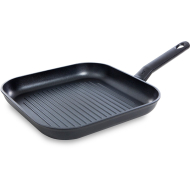 BK Poêle à Griller - Induction - Ø26cm - Aluminium - Noir - Marque BK - Convient pour Four,Gaz,Keramisch,Halogeen,Induction,Électrique