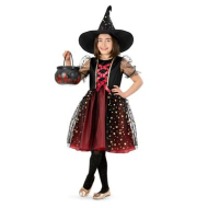 Sorcière Glory - Déguisement - Taille 116 - Rouge - 2 pièces - Taille  116 - Sexe Fille - Age 5 jusqu'à 6 ans