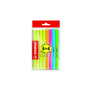 Stabilo Flash Eco Pack Markeerstiften 4+4 Gratis - Merk Stabilo - Type schrijfgerief Markeerstift - Kleur Multicolor
