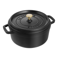 Staub Cocotte Braadpan - Rond - Ø24cm - Gietijzer - Zwart - Merk Staub - Geschikt voor Gas,Keramisch,Halogeen,Inductie,Electrisch