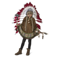 Kinderverkleedpak Indianen Poncho - One Size - Bruin - Leeftijd Nvt - Maat One Size - Geslacht Unisex