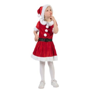 Robe de Noël - Déguisement - Taille 104 - Rouge - Taille  104 - Age 3 à 4 ans - Sexe Fille