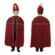 Kinderkostuum Sinterklaas - One Size - Rood - 2 delig - Maat One Size - Geslacht Unisex - Leeftijd Nvt