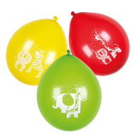 Set Ballonnen Safari - Ø25cm - Latex - Rood/Groen/Geel - 6 Stuks