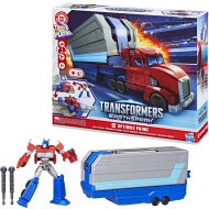 Transformers EarthSpark Optimus Prime Battle Trailer Robot – À partir de 6 ans - Marque Hasbro - Age à partir de 6 ans