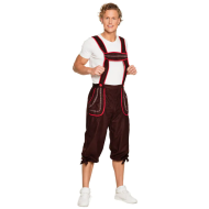 Lederhose Klaus - Hommes - Taille M/L - Marron/Blanc/Rouge - Taille  M/L - Sexe Hommes
