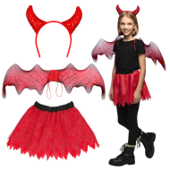Set Petit Diable - Cornes + Ailes + Tutu - Filles - Rouge
