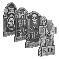 Pierre tombale 'RIP' - 41x20cm - Gris - 4ass