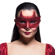 Masque Yeux Glitter Diable - Adultes - Rouge - Sexe Dames - Age Adultes - Taille  One Size