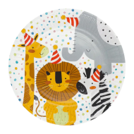 Set Bordjes Safari - Ø23cm - Papier - Multicolor - 8 Stuks