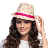 Hoed Sparkling Flamingos - Volwassenen - Beige/Roze