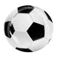Set Bordjes Voetbal- Ø23cm - Papier - Wit/Zwart - 10 Stuks