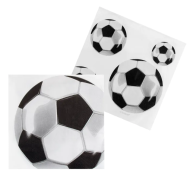 Set Servetten Voetbal -33x33cm - Papier - Wit/Zwart - 20 Stuks