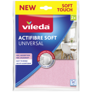 Vileda Actifibre Soft Universal Cleaning Cloth - Super-absorbant - Rose Clair/Gris - 2 Pièces - Marque Vileda - Couleur Vieux Rose,Gris - Matériel Microfibre
