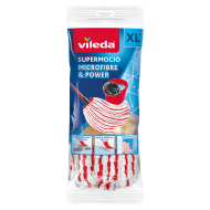 Vileda SuperMocio Microfibre&Power Replacement - Microfibre - Blanc/Rouge - Marque Vileda - Matériel Microfibre - Couleur Rouge,Blanc