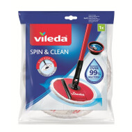 Vileda Spin&Clean Replacement - 27x30cm - Microfibre - Blanc/Rouge - Marque Vileda - Couleur Rouge,Blanc - Matériel Microfibre
