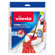 Vileda Turbo Mop de Remplacement - Ø28cm - Microfibre - Blanc/Rouge - Marque Vileda - Couleur Rouge,Blanc - Matériel Microfibre
