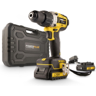 Powerplus Perceuse-Visseuse Percussion - 20V - 2 Batteries 2,0Ah et Chargeur Inclus - Jaune - Marque Powerplus