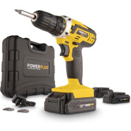 Powerplus Perceuse-Visseuse - 20V - 3 Batteries 1,3Ah Inclus - Jaune - 14 pièces - Marque Powerplus
