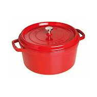 Cocotte ronde cérise 28 cm - Marque Staub - Convient pour Lave-vaisselle,Four,Gaz,Induction,Cuisine,Électrique,Intérieur