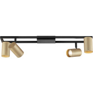 Brilliant Salor Plafonnier 4 Lampes - 60x14.20x14.80cm - Métal - Noir/Or - Matériel Métal - Type de lampe LED - Nombre de points lumineux plus de 3 - Douilles Nvt - Couleur Or,Noir