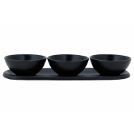 Cosy&Trendy Set Apéro Ellips - Assiette 28,5x9,5cm - 3 Coupelles Ø9cm - Grès - Noir - Marque Cosy & Trendy - Matériel Poterie - Couleur Noir