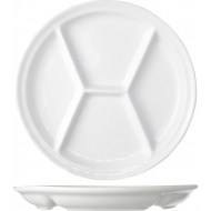 Cosy&Trendy Fondue/Gourmet Bord met Vakjes - Rond - Ø26cm - Porselein - Merk Cosy & Trendy - Kleur Wit - Materiaal Porselein