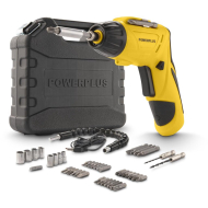 Powerplus Tournevis Électrique - 4V - Batterie 1,3Ah Inclus - Jaune - 48 pièces - Marque Powerplus