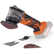 Powerplus Dual Power Multi-Outil Oscillant - 20V - Batterie Exclus - Orange - 6 pièces - Marque Powerplus