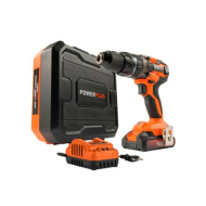 Powerplus Perceuse-Visseuse Percussion - 20V - Batterie 2,0Ah Inclus - Orange - 6 pièces - Marque Powerplus