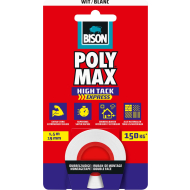 Bison Poly Max High Tack Tape - 1,5mx19mm - Wit - Merk Bison