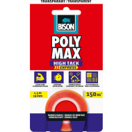 Bison Poly Max High Tack Tape Transparant - 1,5mx19mm - Merk Bison