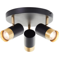 Brilliant Vigolo Spot de plafond 3 lampes - Ø12.50cm - Aluminium - Noir/Or - Type de lampe LED - Matériel Aluminium - Couleur Or,Noir - Douilles Nvt