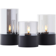 Brilliant LED Kaarsen - Timer - H10/12.5/15cm - Glas/kunststof - Zwart - 3 Stuks - Vermogen Nvt - Aantal lichtpunten 3 - Kleur Zwart
