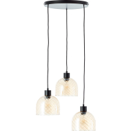 Brilliant Casto Hanglamp 3 Lampen - Ø19cm - Aluminium/Glas - Zwart/Amber - Fitting Nvt - Kleur Amber,Zwart - Type lamp Lamp niet inbegrepen - Materiaal Aluminium,Glas - Aantal lichtpunten 3