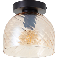Brilliant Casto Plafondlamp - Ø19cm - Aluminium/Glas - Zwart/Amber - Kleur Zwart,Amber - Aantal lichtpunten 1 - Fitting Nvt - Materiaal Glas,Aluminium - Type lamp Lamp niet inbegrepen