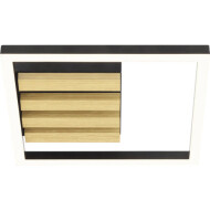 Brilliant Calma Plafonnier - 27.5x27.5cm - Métal - Noir/Bois - Matériel Métal - Nombre de points lumineux 1 - Couleur Bois,Noir - Douilles Nvt - Type de lampe Intégré LED