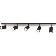 Brilliant Jello Plafonnier 5 Lampes - 91x12x13cm - Métal - Noir - Couleur Noir - Douilles Nvt - Matériel Métal - Type de lampe LED - Nombre de points lumineux plus de 3