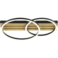 Brilliant Calma Plafonnier - 54x37cm - Métal - Noir/Bois - Type de lampe LED - Douilles Nvt - Matériel Métal - Nombre de points lumineux 2 - Couleur Bois,Noir