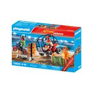 Playmobil Action Heroes Duo de cascadeurs avec quad moto et tremplins - 71808 - Marque Playmobil - Age à partir de 4 ans
