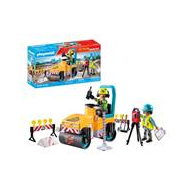 Playmobil Action Heroes Ouvriers avec rouleau compresseur et signalisation - 71751 - Marque Playmobil - Age à partir de 4 ans