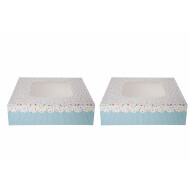 Cosy&Trendy Boîte à Gâteau - 16x16cm - Carrée - Blanc/Bleu - 2 pièces - Marque Cosy & Trendy