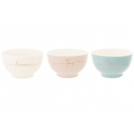 Cosy&Trendy Bol Petit Déjeuner Home Enjoy Love - 0,60L - Ø13,5x7cm - 3 Couleurs - 3 Pièces - Marque Cosy & Trendy - Couleur Multicolore - Matériel Poterie