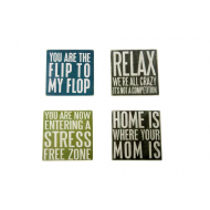 Cosy&Trendy Glasonderzetter - 10,8x10,8cm - Hout - Meerkleurig - 4 Stuks - Merk Cosy & Trendy - Kleur Meerkleurig